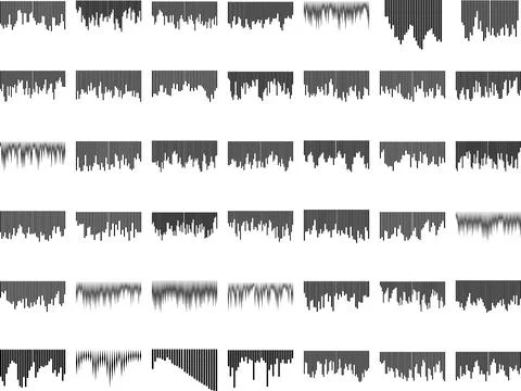 A collection of unique abstract wave patterns created with vertical lines a.. 스톡 일러스트