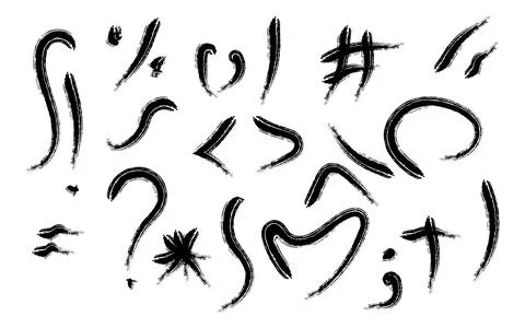 A collection of unique black brush strokes on a white background Stock Illustration