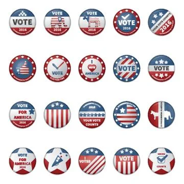 Collection Of Usa Election Badges Stock Illustration