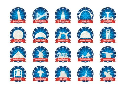 Collection of USA landmarks Stock-Illustration