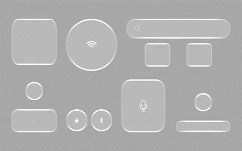 Collection of user interface elements with glassmorphism effect Stock Illustration
