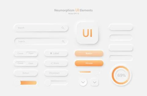 A collection of user interface elements for a mobile application in white and Illustrazione stock