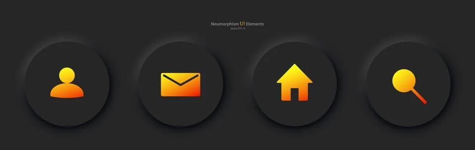 A collection of user interface elements for a mobile application in black with Stock Illustration