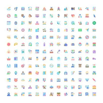 Collection of user interface line art icons 库存插图