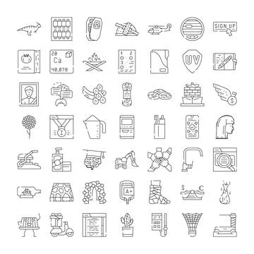 Collection of user interface line art icons for web and mobile Illustrazione stock