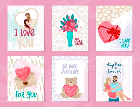 Collection of Valentine's day card. Vector illustration Stock Illustration
