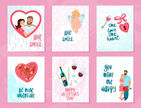 Collection of Valentine's day card. Vector illustration Stock Illustration