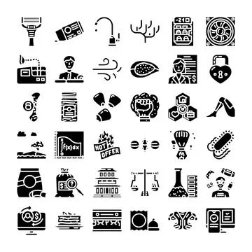 Collection of varied abstract vector black and white icons 스톡 일러스트