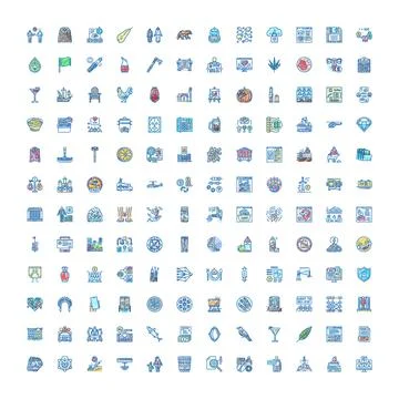 Collection of varied doodle vector line icons illustrating concepts 스톡 일러스트