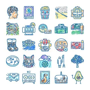 Collection of varied hand drawn doodle abstract icons Ilustración de archivo