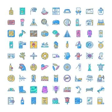 Collection of varied hand drawn scribbled graphic icons Illustrazione stock