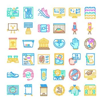 Collection of varied linear icons representing diverse concepts Stockillustratie