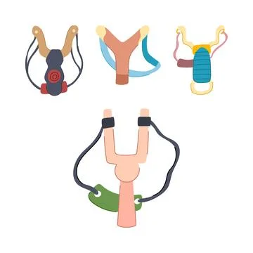 Collection of varied slingshots presenting different designs Illustration
