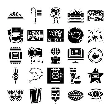 Collection of various abstract business and lifestyle icons Stock Illustration