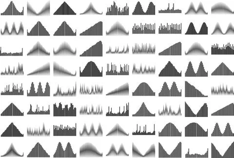 Collection of various abstract sound wave patterns illustrations in black a.. Ilustración de archivo