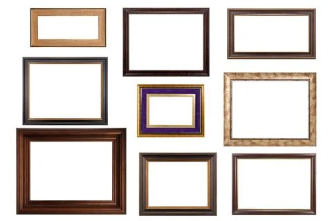 Collection of various antique frames on white background Stock-Fotos