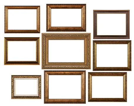 Collection of various antique frames on white background 写真素材