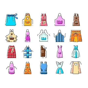 Collection of various apron styles for cooking and work イラスト素材