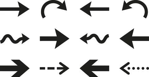 Collection of Various Arrow Icons and Symbols. Stock Illustration