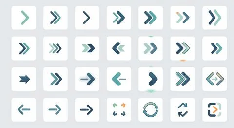 A collection of various arrows pointing in different directions and orienta.. Stock Illustration
