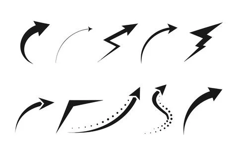 Collection of various black arrows and pointers Stock Illustration