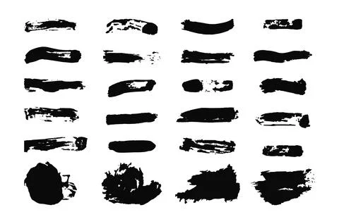 Collection of various black art Brushes. Grunge Marker Strokes displayed in.. Stock Illustration
