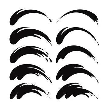 Collection of various black eyebrow shapes and designs Stock Illustration