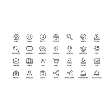 Collection of various black icons Stock Illustration