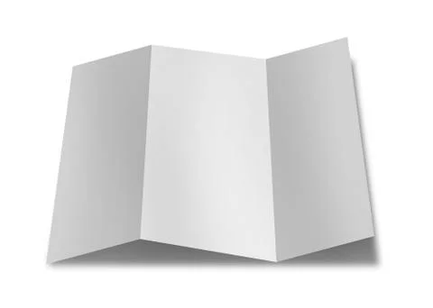 Collection of various blank folded leaflet white paper on white Stock Photos