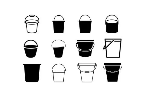 Collection of Various Bucket Icon. Vector illustration design. Stock Illustration