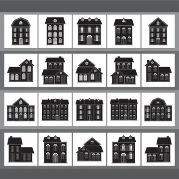 Collection Of Various Building Silhouettes Ilustración de archivo