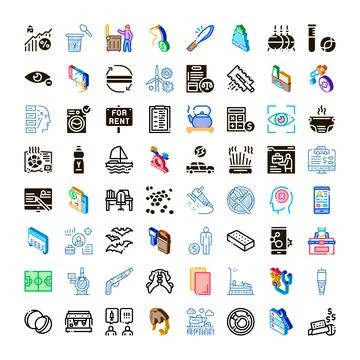 Collection of various business technology web icons Stockillustratie