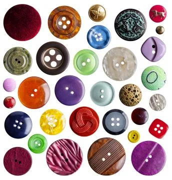 Collection of various buttons on white background Stock Photos