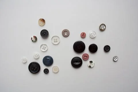 Collection of various buttons on white background Stock Photos