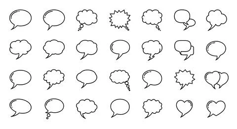 A collection of various cartoon speech bubbles Stock Illustration