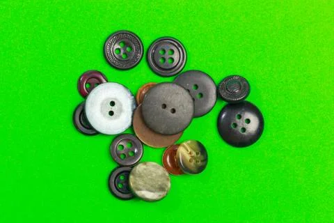 Collection of various colored buttons on colored background - Image Stock Photos