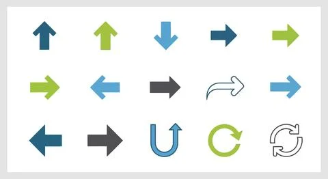 Collection of various colorful arrows Stock Illustration