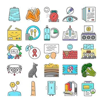 Collection of various colorful doodle vector icons Stock Illustration