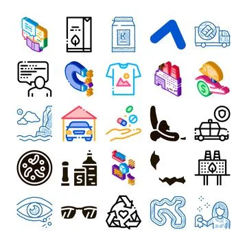 Collection of various colorful flat line icons イラスト素材