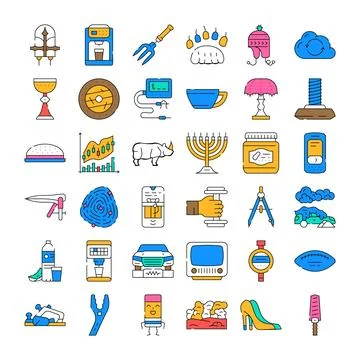 Collection of various colorful icons for web and mobile applications Stock Illustration