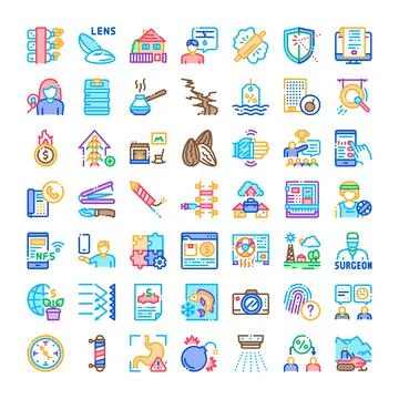 Collection of various colorful interface vector icons Ilustração Stock