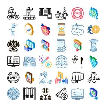 Collection of various colorful linear design elements Stock Illustration