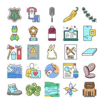 Collection of various colorful objects and concepts icons イラスト素材