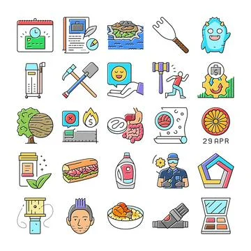 Collection of various colorful outline vector icons イラスト素材