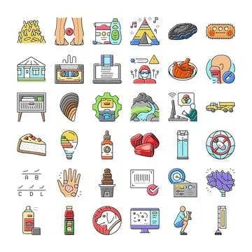 Collection of various colorful user interface icons 스톡 일러스트