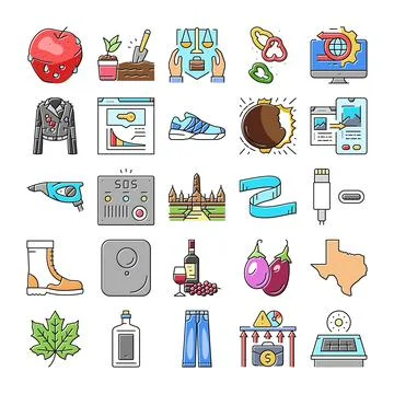 Collection of various colorful vector icons illustration Ilustración de archivo