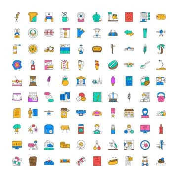 Collection of various colorful vector line icons 스톡 일러스트
