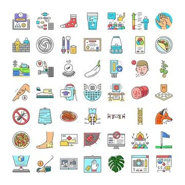 Collection of various colorful vector line icons set Stock Illustration