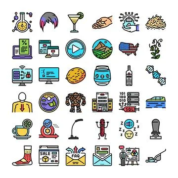 Collection of various colorful vector line icons イラスト素材