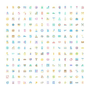 Collection of various colorful vector technology icons Stock Illustration